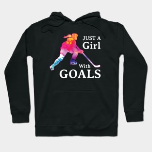 Just a Girl With Goals Hockey Watercolor Hoodie